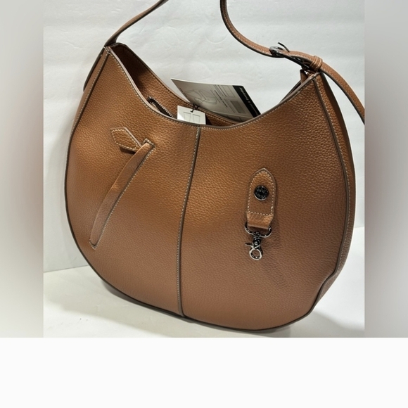 Max Studio XL Pebble Grain Commuter Travel Hobo Bag in Cognac Color - Picture 9 of 16